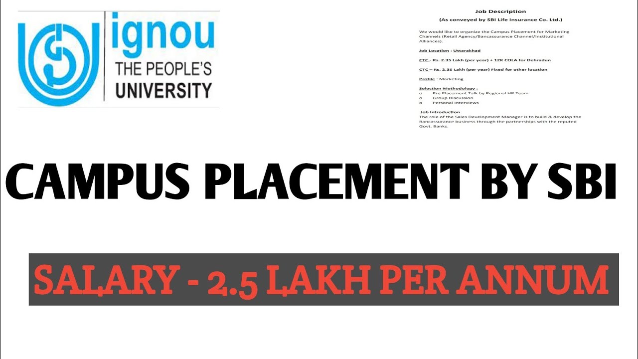 IGNOU CAMPUS PLACEMENT BY SBI NOTICE ELIGIBILITY, SALARY INFORMATION 🚨