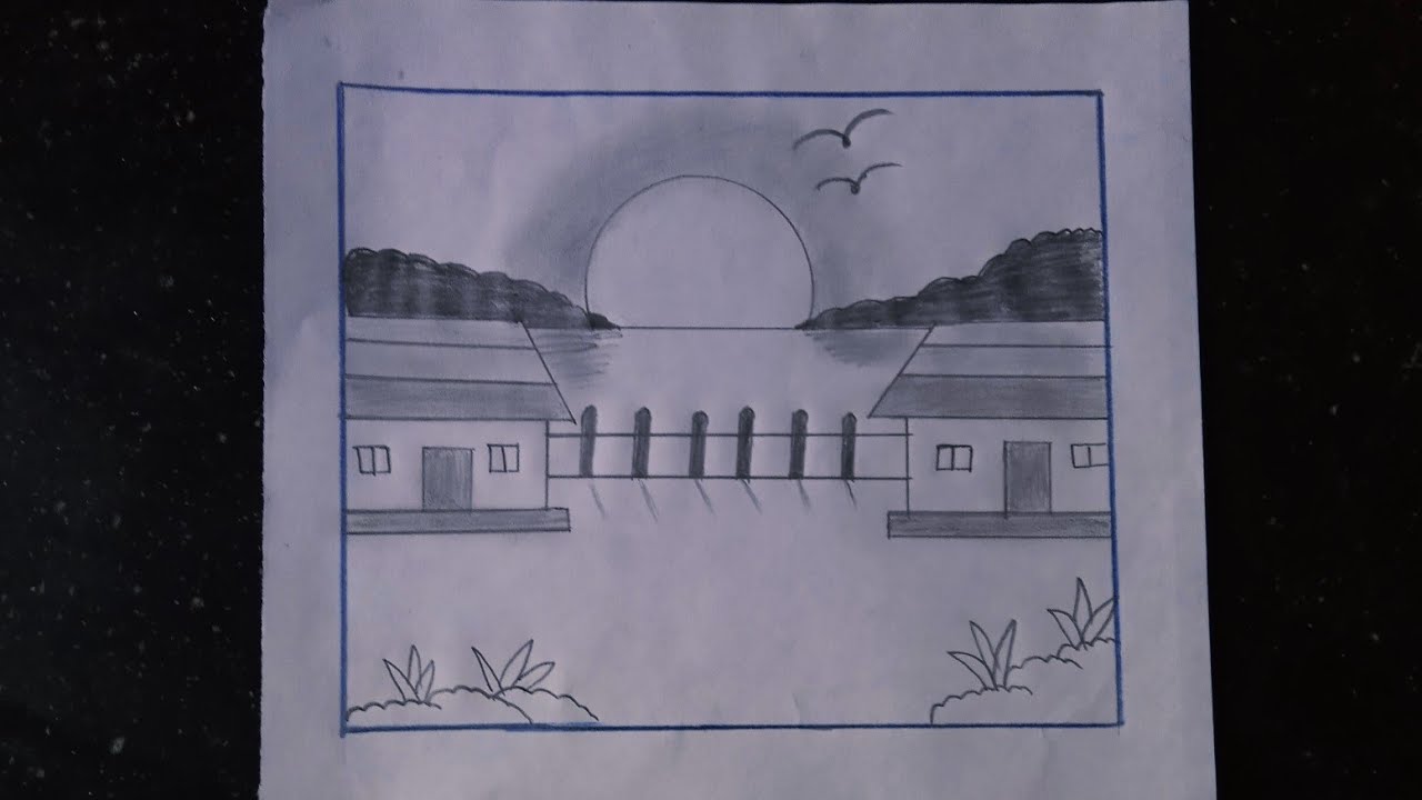 Very easy Beautiful village scenery drawing, easy Technique for beginners&hearts;️