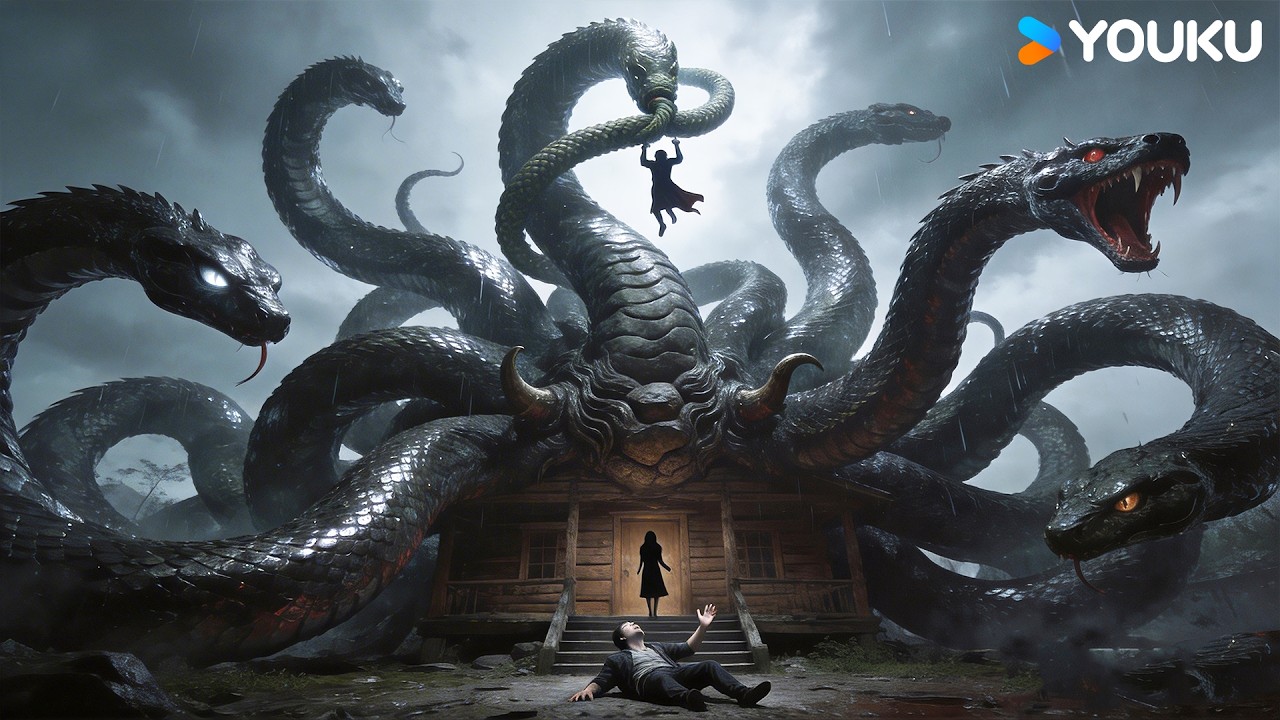 😱🐍Mutant hydra up close, coiling tightly around the woman! | Variation Hydra | YOUKU MONSTER MOVIE