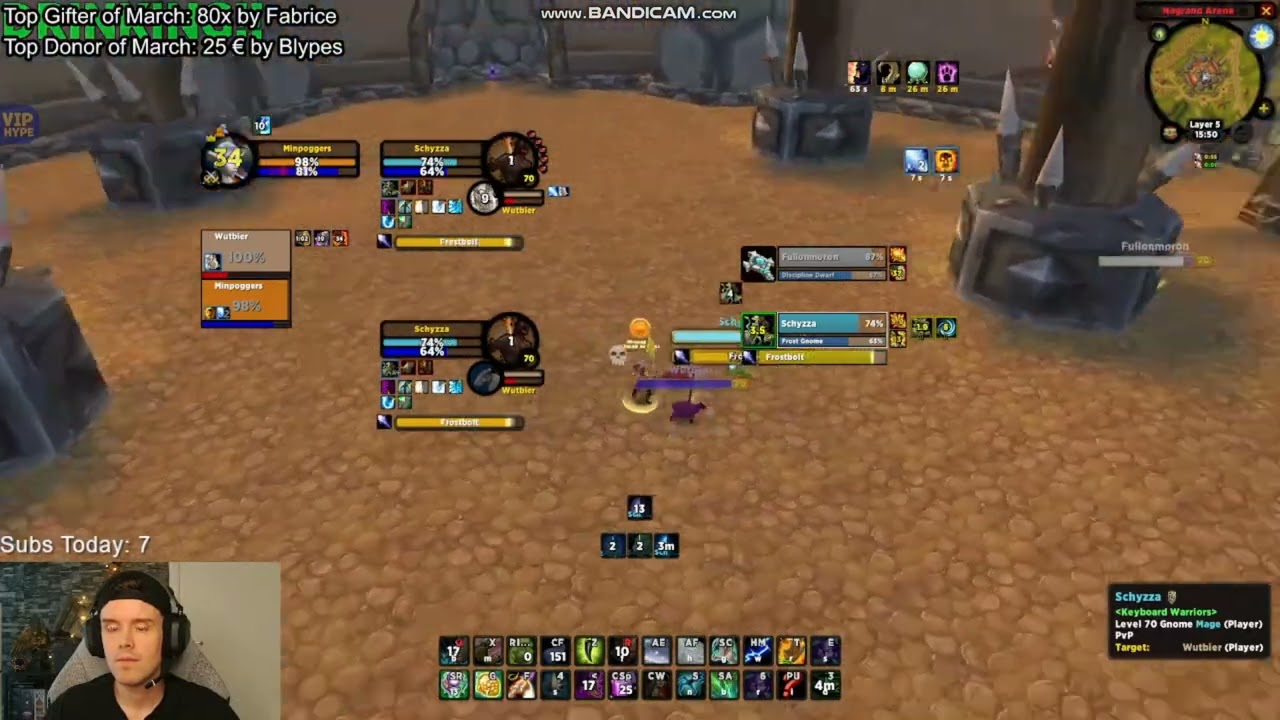 2s WOW TBC Rdru+War vs Disc Priest + Mage 2300 MMR