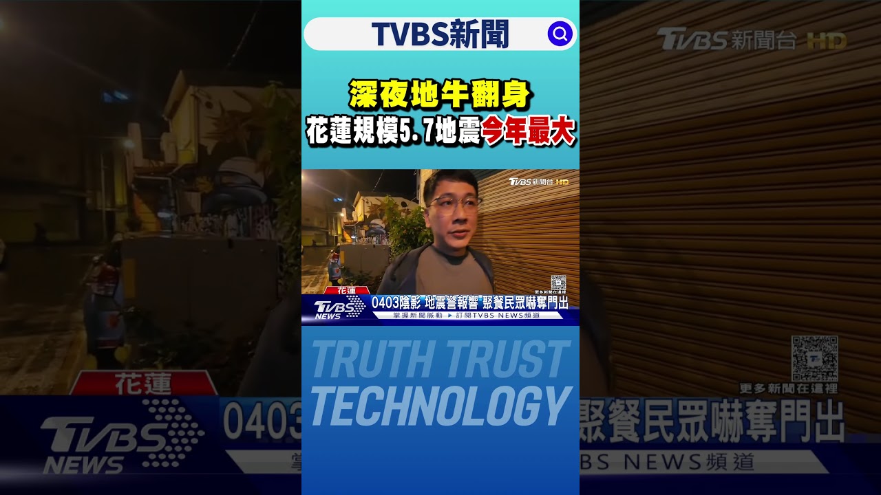 深夜地牛翻身 花蓮規模5.7地震｢今年最大｣｜TVBS新聞 @TVBSNEWS01