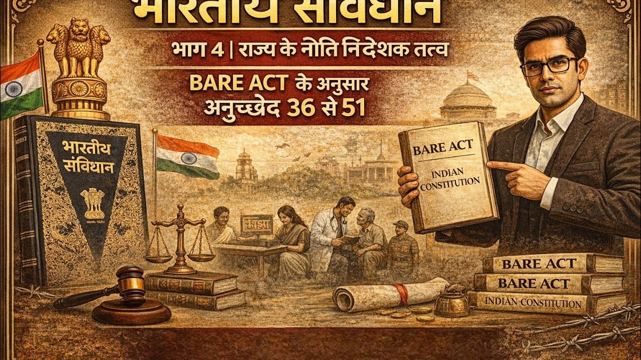 भारतीय संविधान | भाग-4 | राज्य के नीति निर्देशक तत्व अनुच्छेद 36 से 51 | BARE ACT के अनुसार विश्लेषण