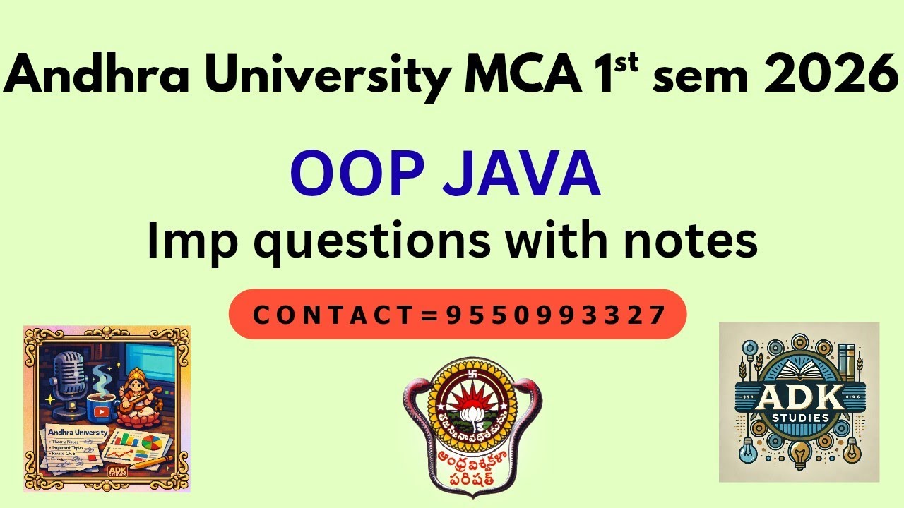OOP Java MCA AU  imp questions Andhra University with notes