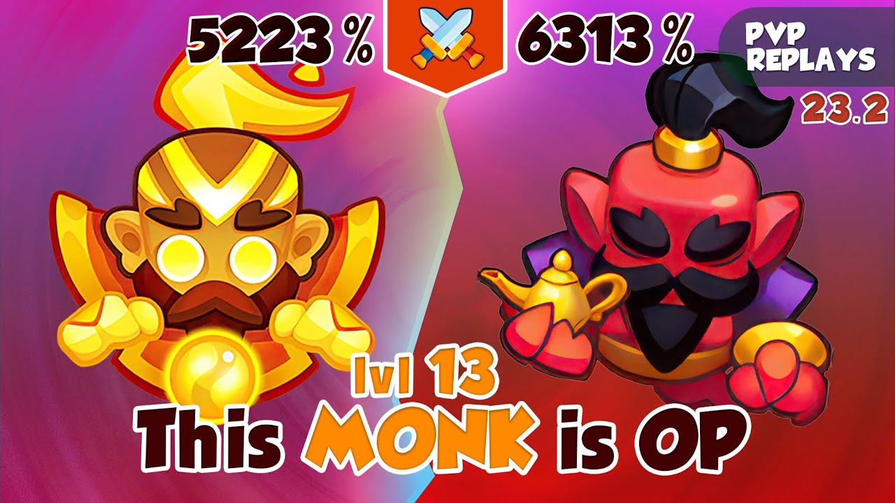 This MONK lvl 13 (5225%) BEAT Max Genie (6313%) | PVP Rush Royale