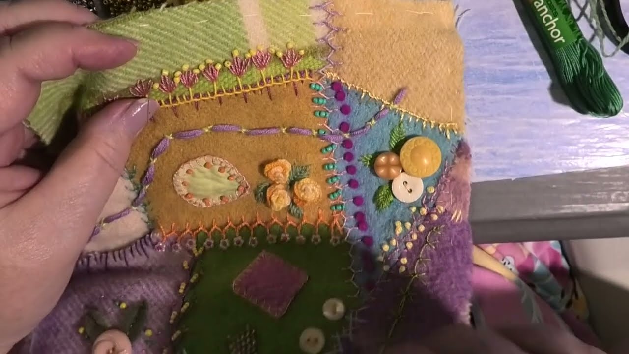 Crazy Patch work wool piece
