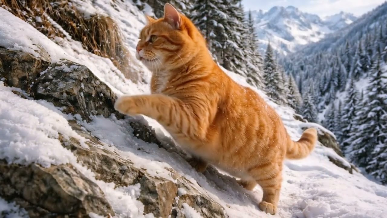 A Ginger Cat’s Winter School Trip to the Snowy Mountains ❄️🐾