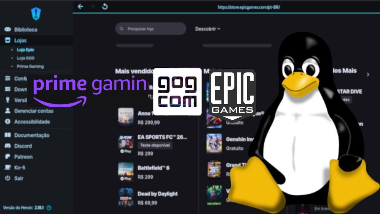 tutorial Heroic Launcher no Linux: Biblioteca Completa da Epic, GOG e Prime