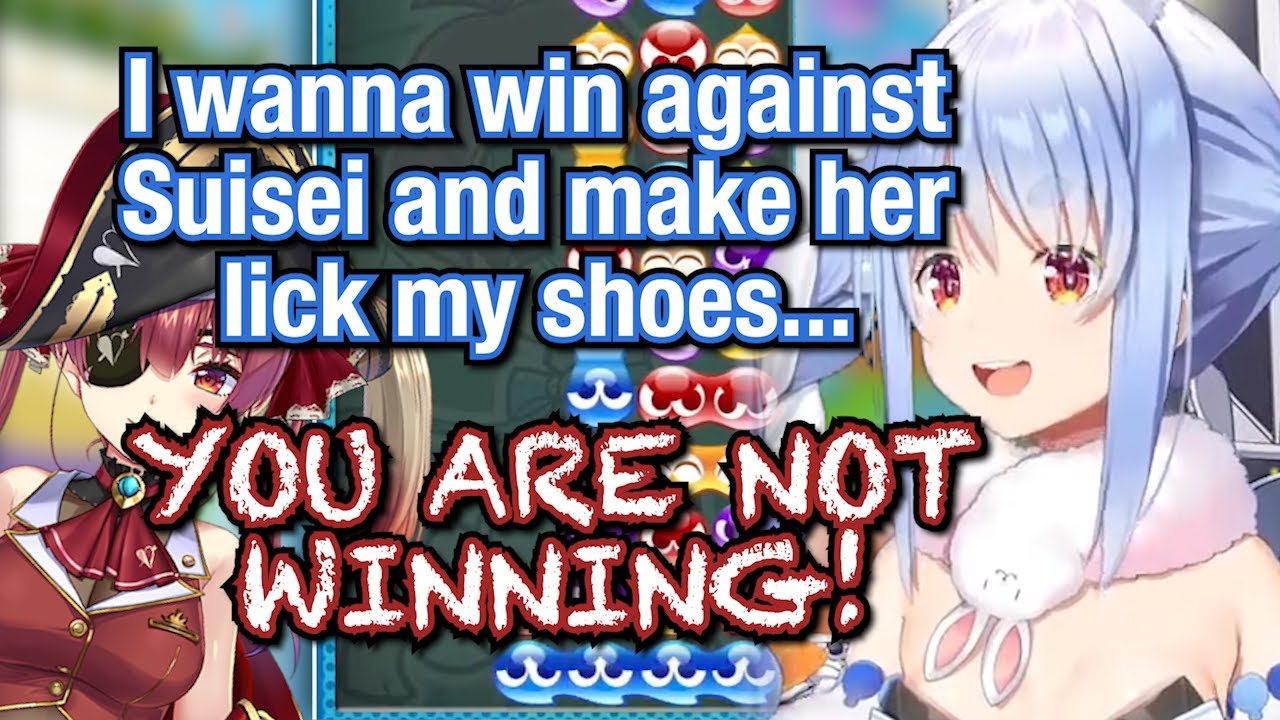 Pekora obsessed with shoe licking makes Marine rage trying to teach her puyopuyotetris