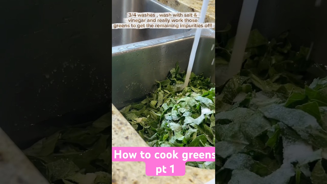Part one is how to Pick, Cut and Wash greens! #collardgreens #foodie #soulfood #youtubeshorts