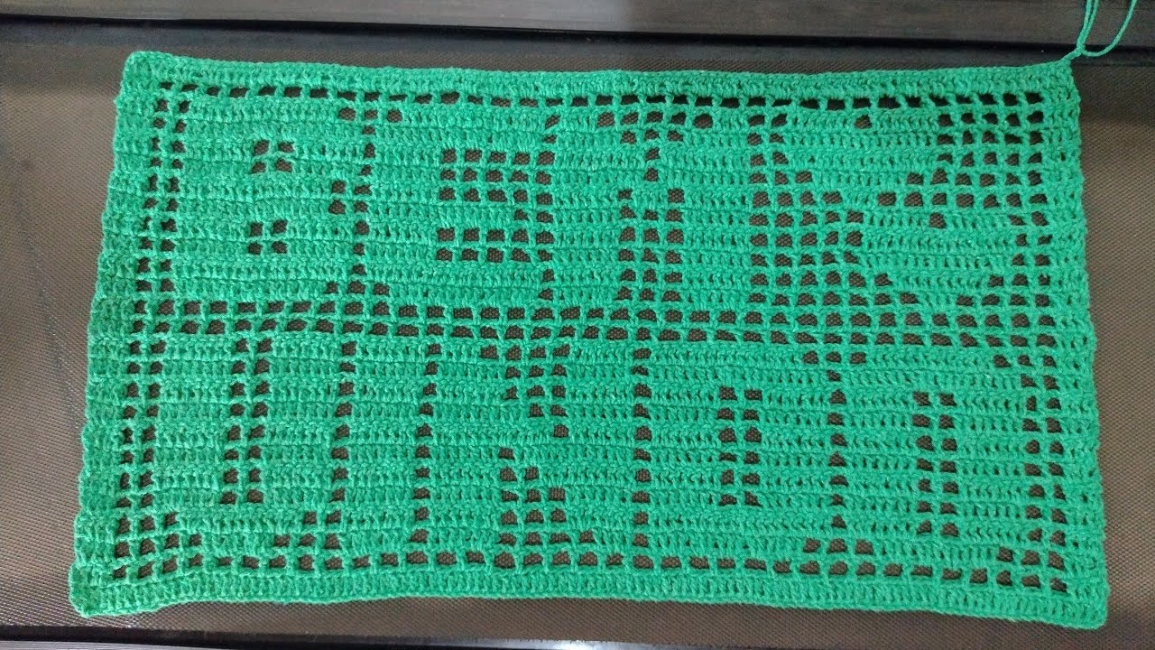 Tapete de crochê BEM VINDO. Finalizando.