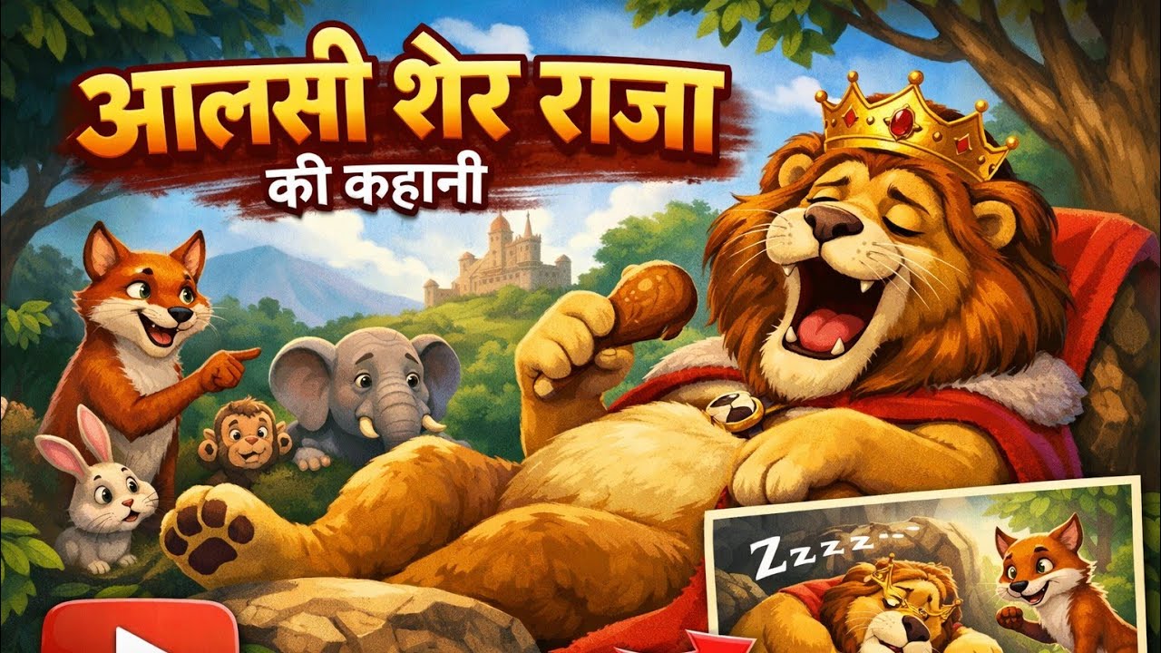 आलसी शेर राजा | Aalsi Sher Raja | Moral Stories | Bedtime Stories | Hindi Kahaniya |