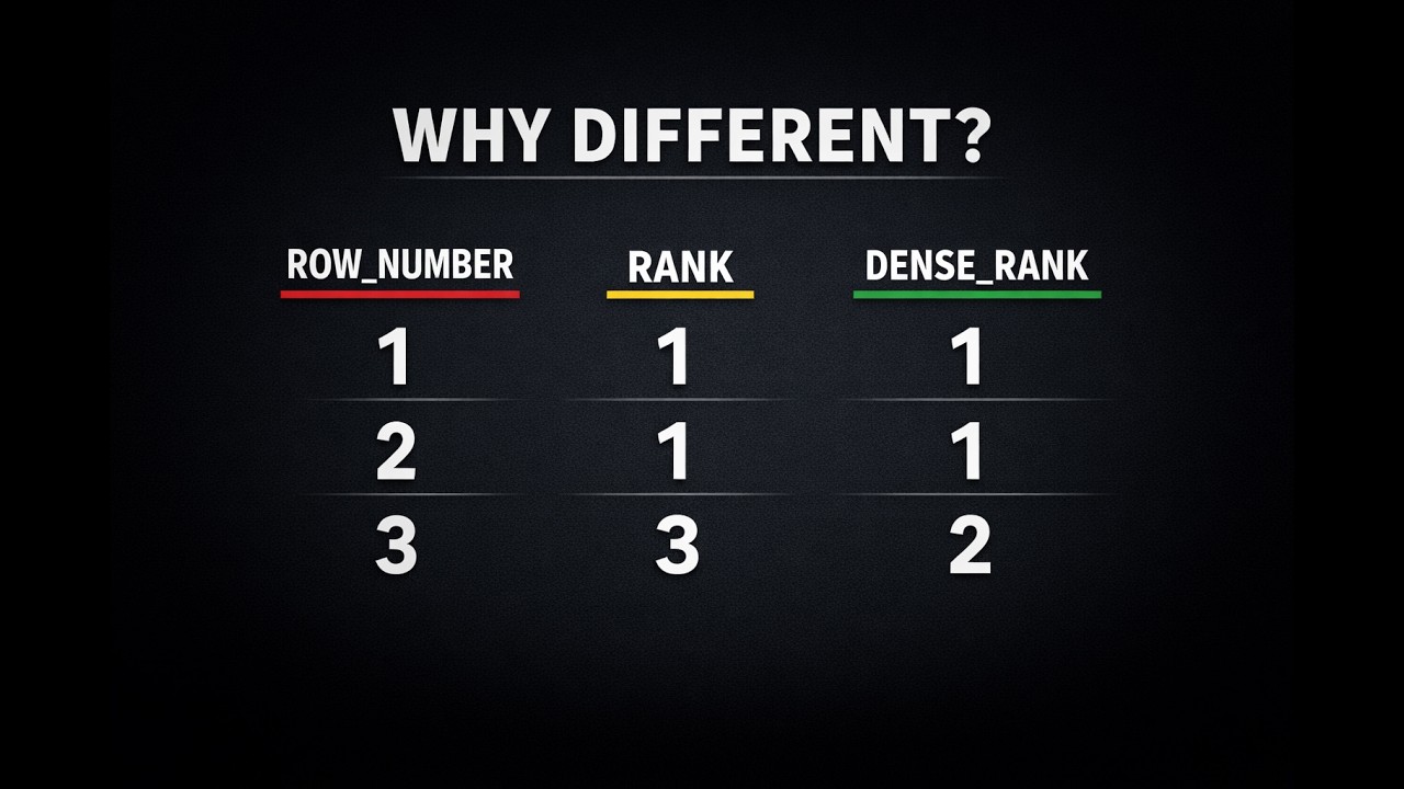 ROW_NUMBER vs RANK vs DENSE_RANK 🔥 | SQL Ranking Explained Simply
