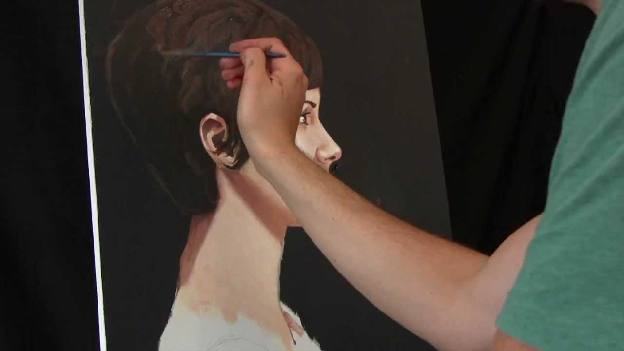 Time Lapse Profile Portrait Painting of Kate by Tim Gagnon oil acrylic artwork.