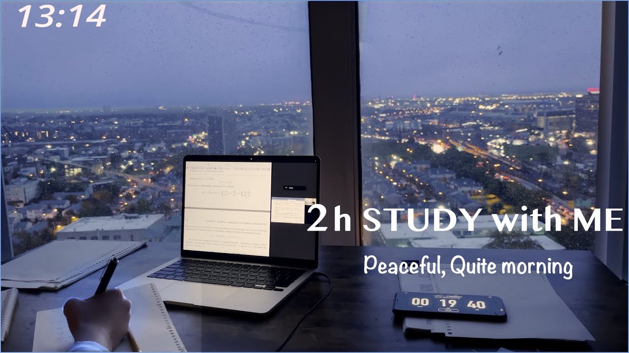 Early Morning Study with me (Rain)| 2 Hours pomodoro| No music| Background Noise| Mindful Studying