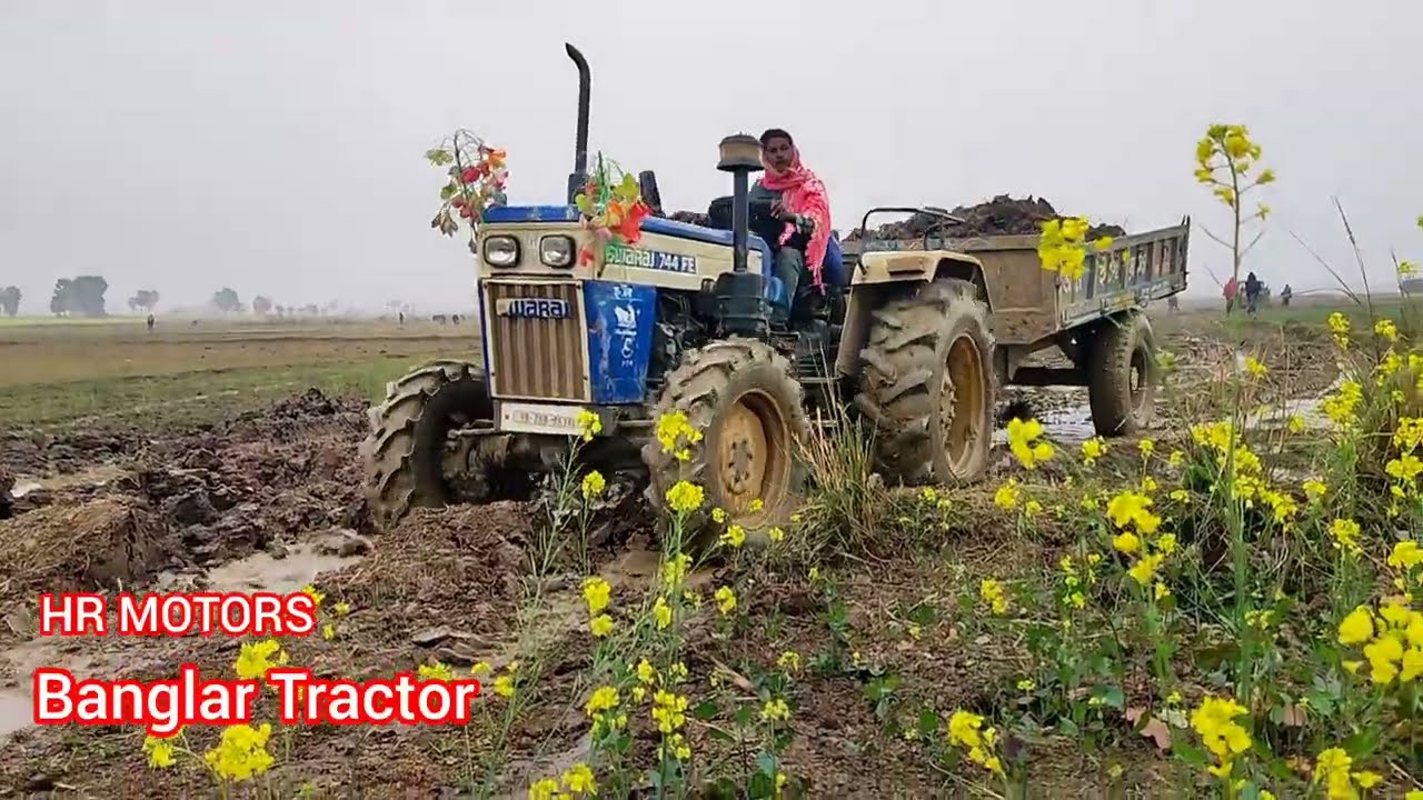 New Swaraj 744 4wd and other tractor stuck | নতুন গাড়ি কাঁদায় লেগে গেছে @banglartractor
