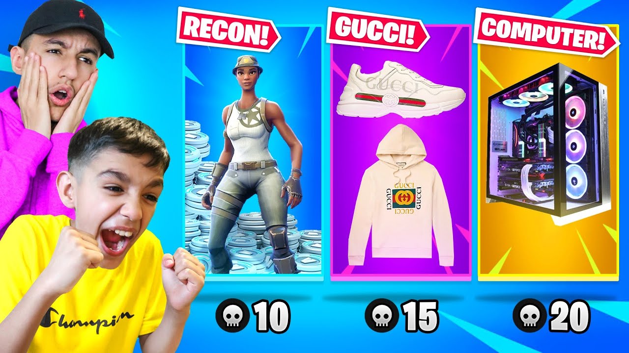 If My Little Brother Gets This Amount Of Kills In Fortnite He Wins Expensive Gifts! (Gaming PC)