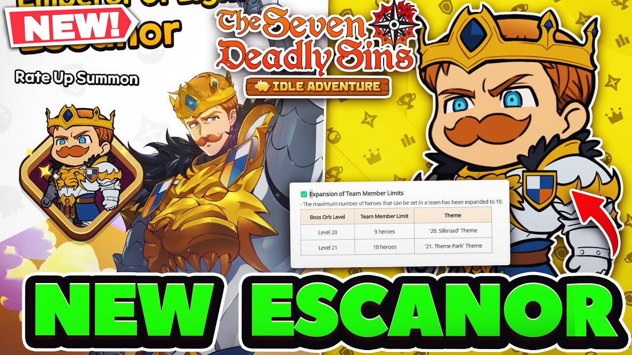 NEW *CRUEL SUN* ESCANOR DPS! TEAM EXPANSION! | 7DS: Idle Adventure!