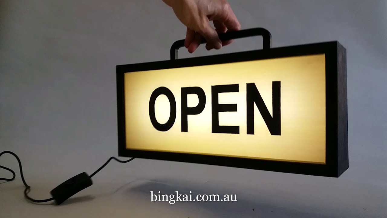 A Lighted OPEN Sign with a Handle for your Shop