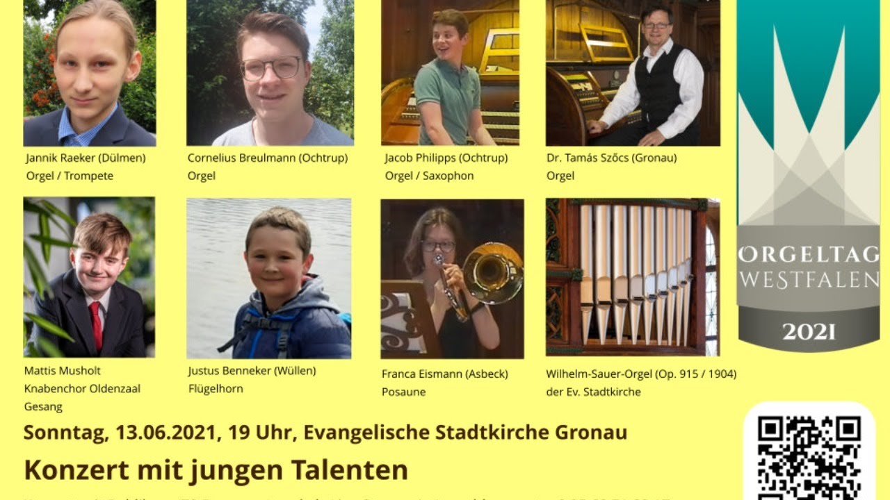 Konzert junger Talente zum westf&auml;lischen Orgeltag / Ev. Stadtkirche Gronau