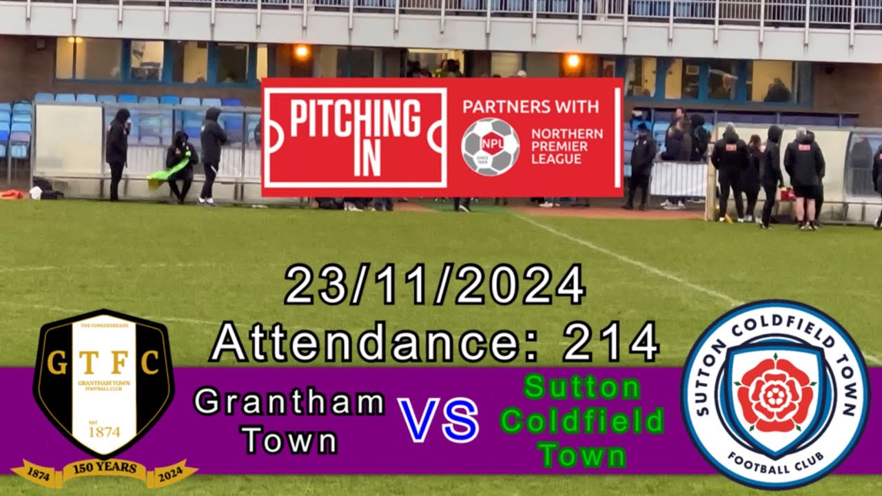 Grantham Town 0-3 Sutton Coldfield Town, Pitching In Northern Premier League, 23/11/2024. 4K