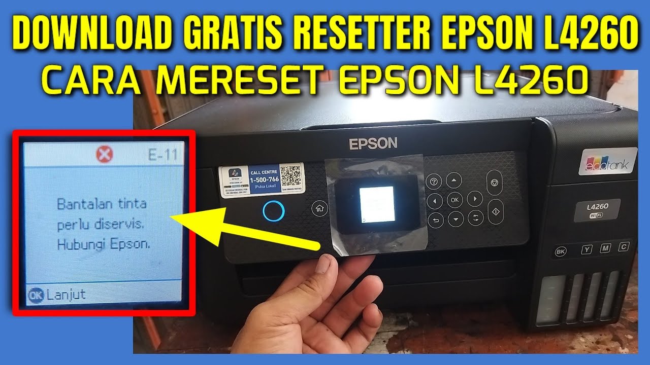 Resetter epson l4260 dengan Peringatan Bantalan Tinta Perlu diservis