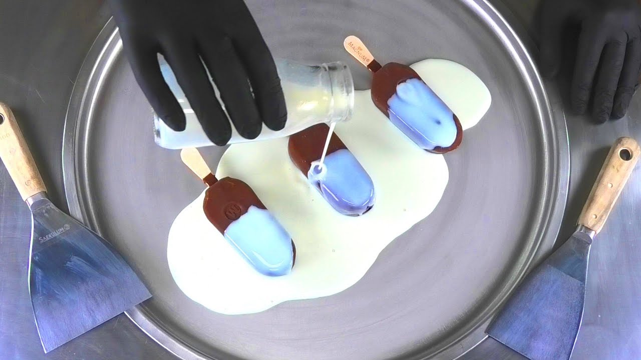 How to make MAGNUM Ice Cream Popsicles to delicious Ice Cream Rolls with Chocolate | satisfying ASMR