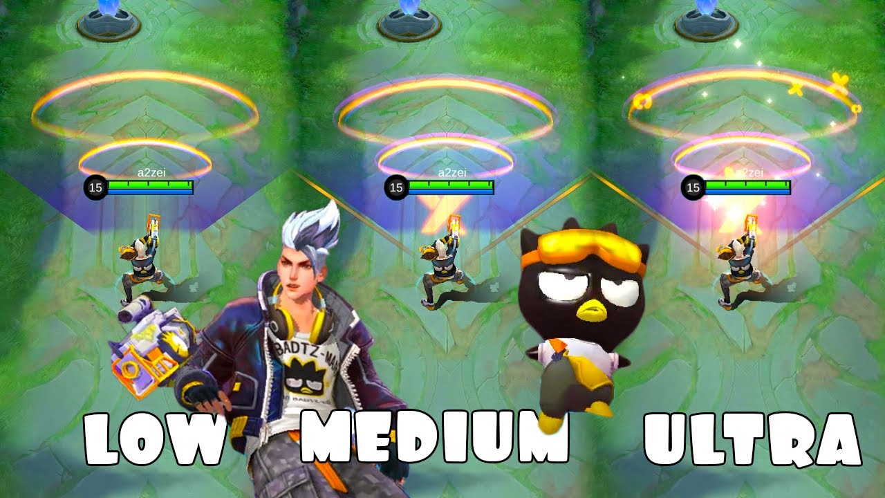 Claude Bad Bro Sanrio Collab Skin in Different Graphics Setting MLBB