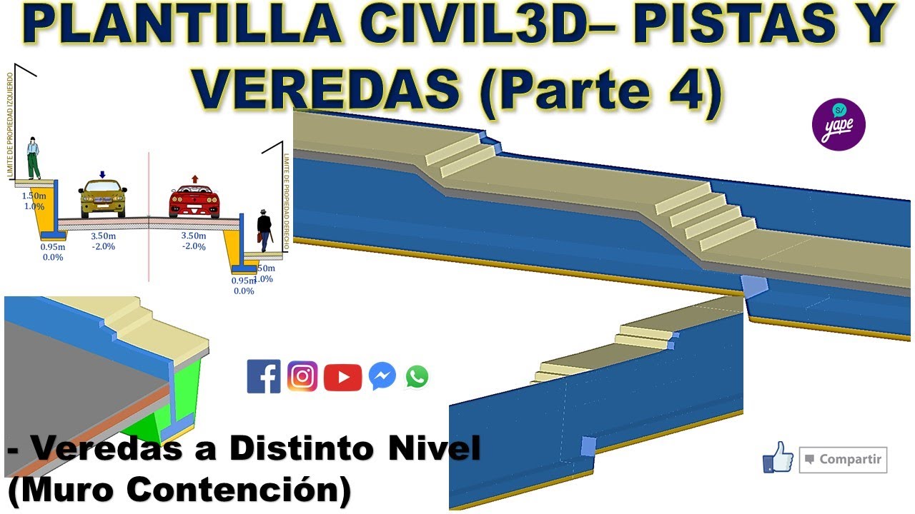 PLANTILLA CIVIL3D - PISTAS Y VEREDAS (Parte 4) - Veredas a Distinto Nivel