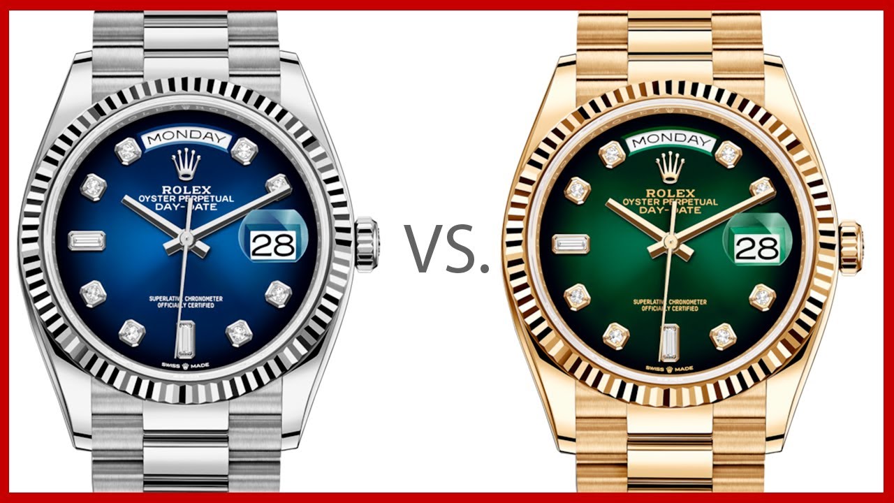 ▶ Battle of the Ombrés - Rolex Day-Date 36 Blue vs Green Comparison (128238 vs 128239)