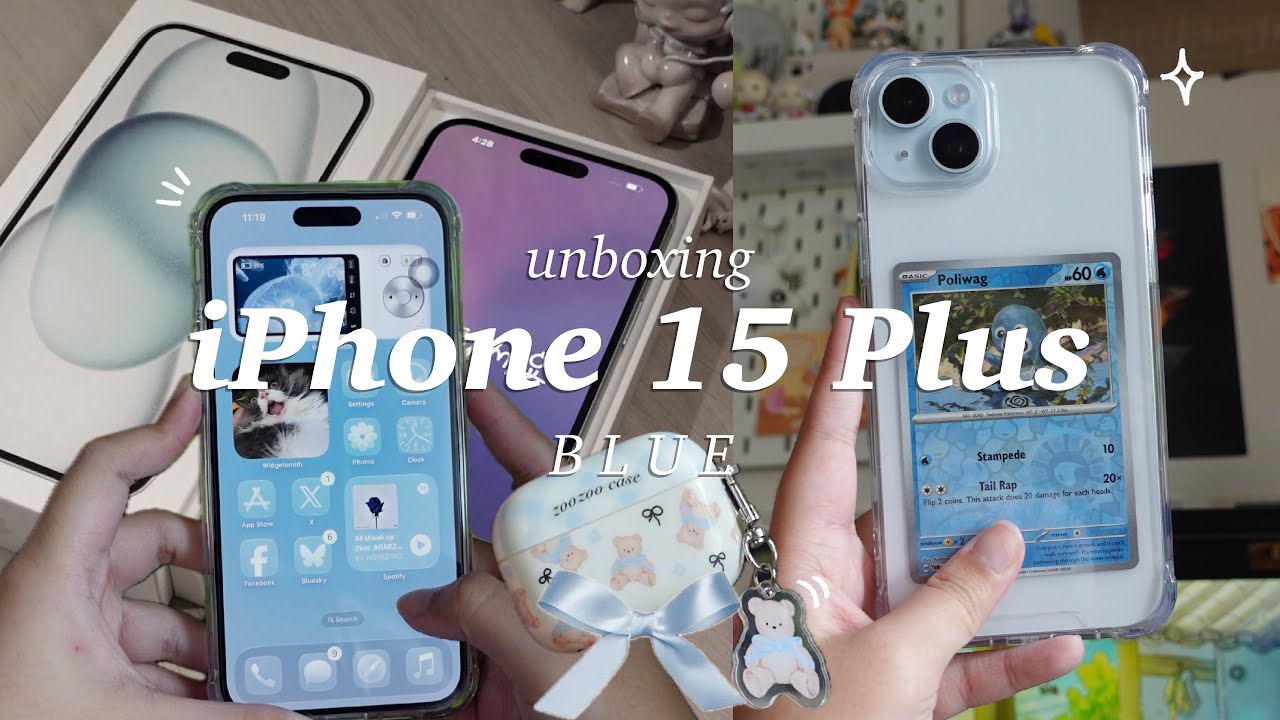 iPhone 15 Plus (Blue) 🎐 unboxing, accessories, airpods pro case, iOS 26 set up + camera test 2025 🧸🩵