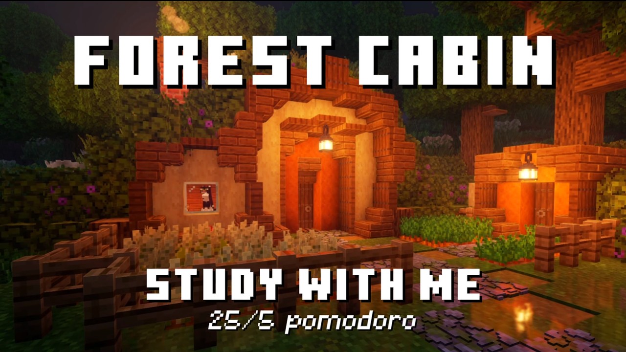 Rainy Night Study | Forest Cabin | 25/5 Pomodoro