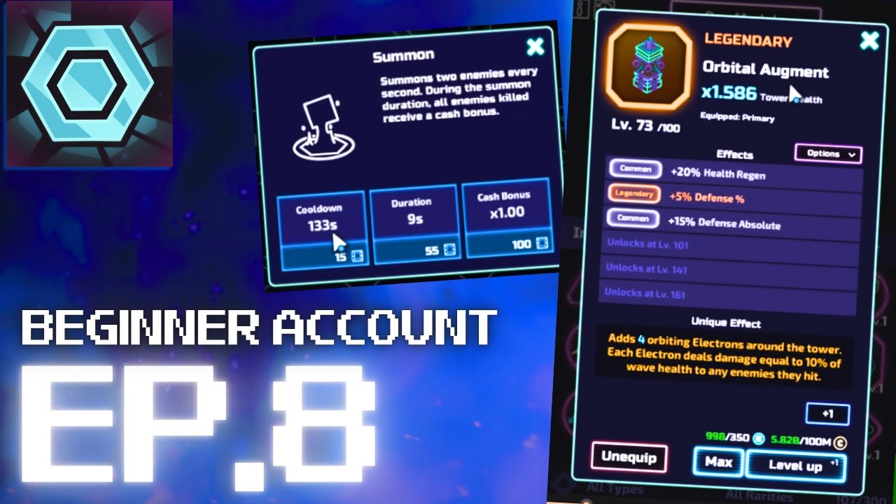 Beginner Progress Series Ep. 8 - Orbital Augment, Summon & More (The Tower Idle Tower Defense)