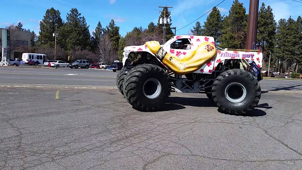 Up close monster truck start.