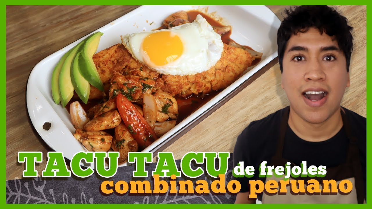 Tacu tacu de frejoles con pollo saltado