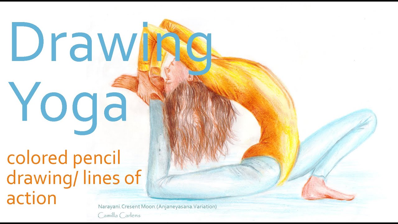Drawing Yoga Pose:Cresent Moon (Anjaneyasana). YogaArt, YogaDrawing, pencil.YogaKunst.Zeichnung