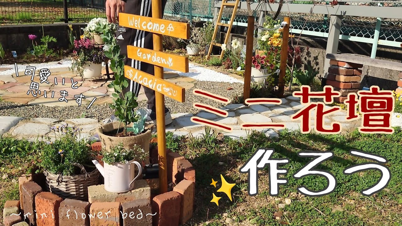 【庭DIY】庭作りPart6.5/レンガで作る簡単花壇＆ガーデンピック作り/アカシアが大きく育つまでここを待機場所にしておきましょう^_^