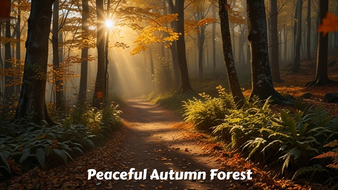 1 Hour of Peaceful Autumn Forest Ambience – Falling Leaves, Sunbeams & Gentle Breeze