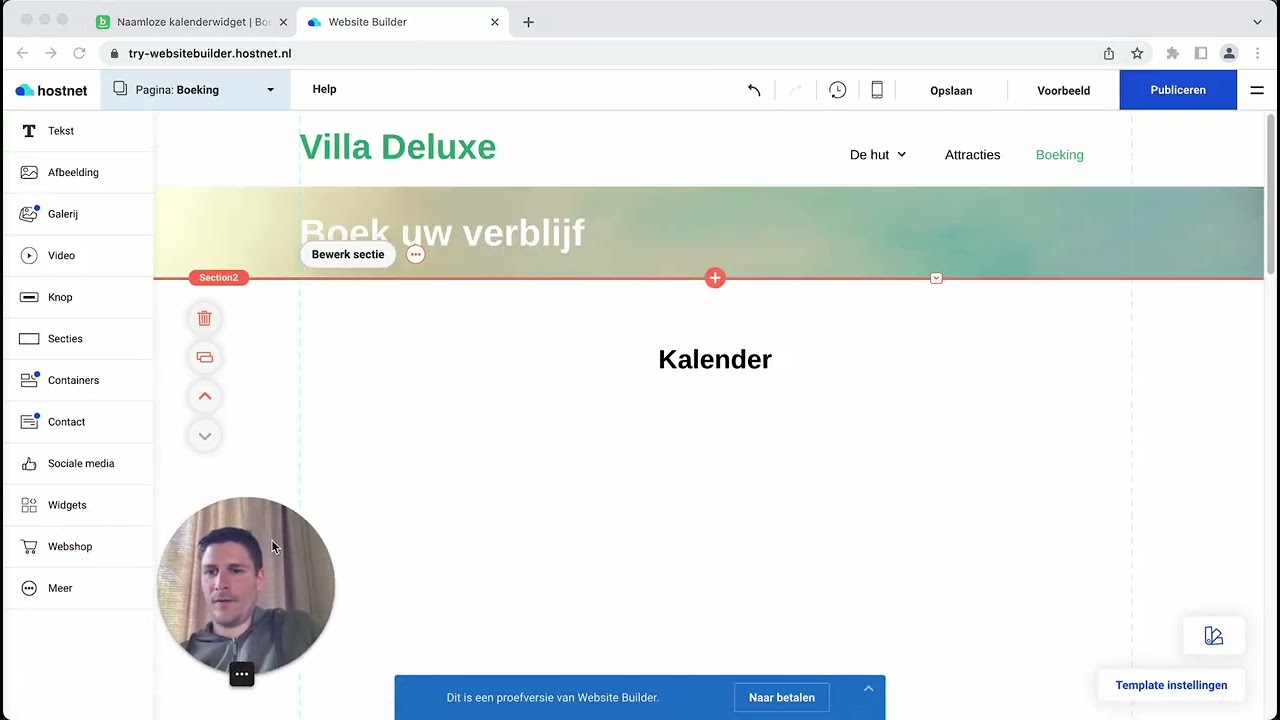 Bookingmood toevoegen aan de Hostnet Website Builder