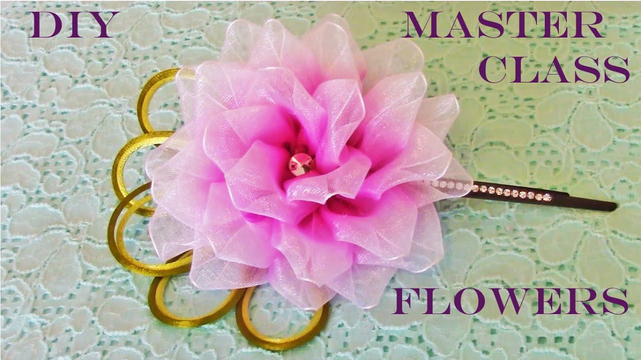 DIY Kanzashi flores en cintas matizadas de organza - Kanzashi flowers in organza ribbons