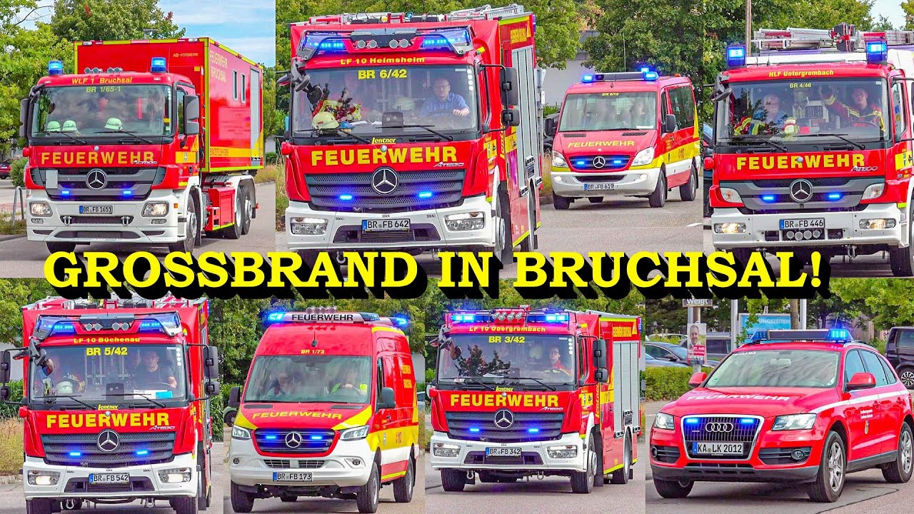 +++ GROSSBRAND IN BRUCHSAL +++ ALARM- & EINSATZFAHRTEN FEUERWEHR BRUCHSAL | MEHRERE AUTOS IN FLAMMEN
