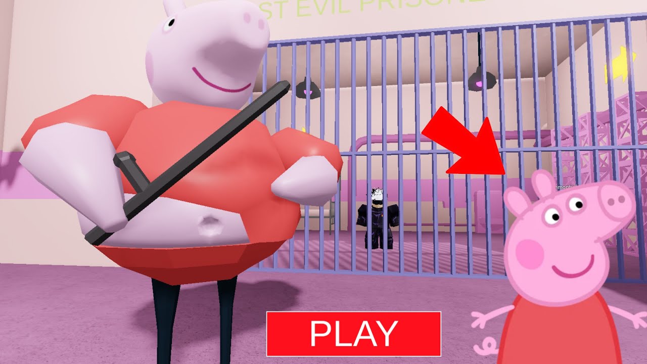 I become a PEPPA pig IN PEPPA pig's prison.  No commentary gameplay (Roblox)