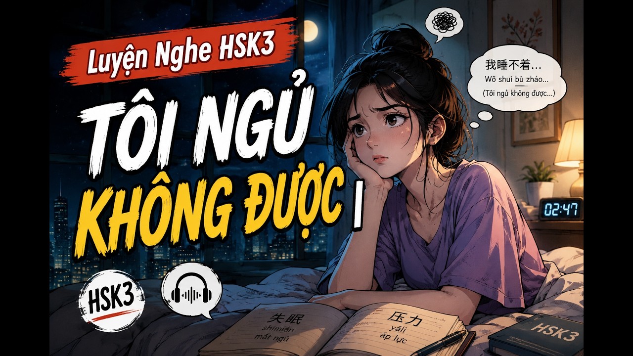 Luyện Nghe HSK3 Tôi Ngủ Không Được | GT Phát Triển Khẩu Ngữ 2 - Bài 9