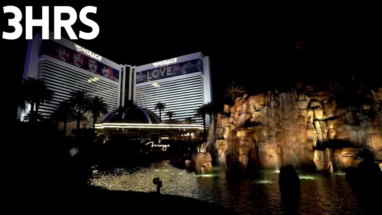 Las Vegas Ambience - Mirage Resort Exterior and Waterfall Sounds - 3 hours