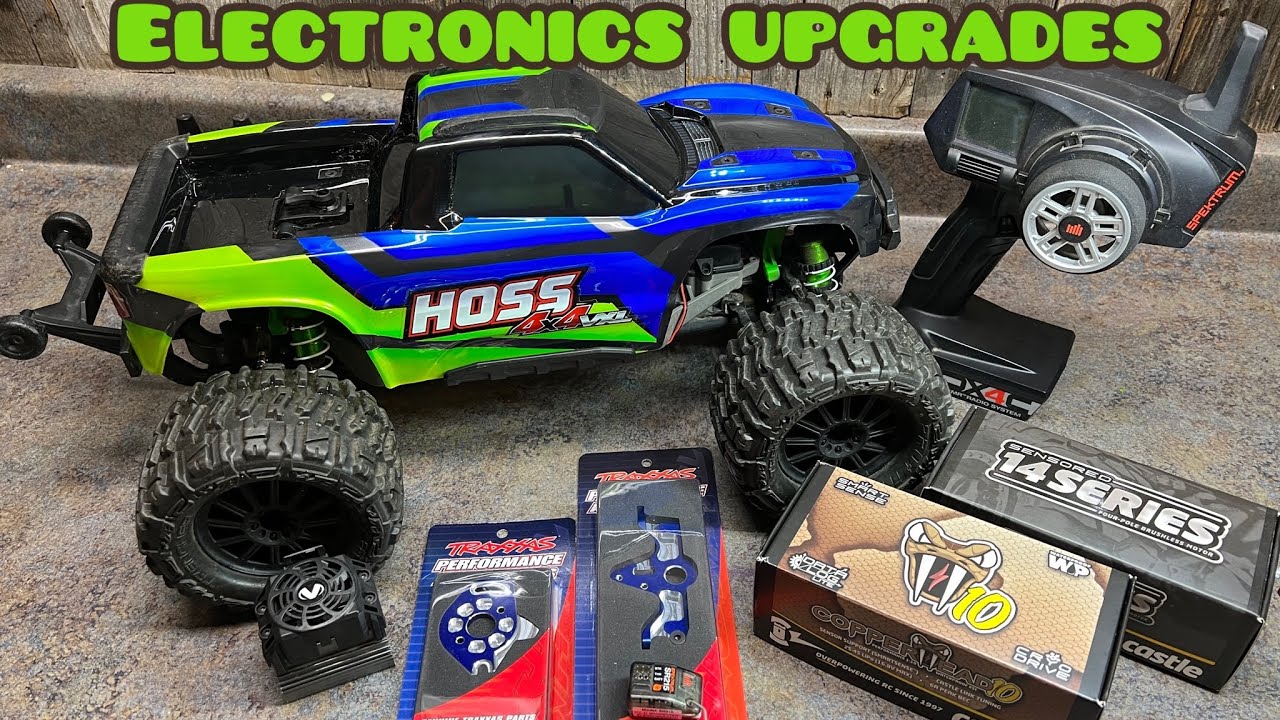 Traxxas Hoss gets castle creations copperhead ESC and motor running video