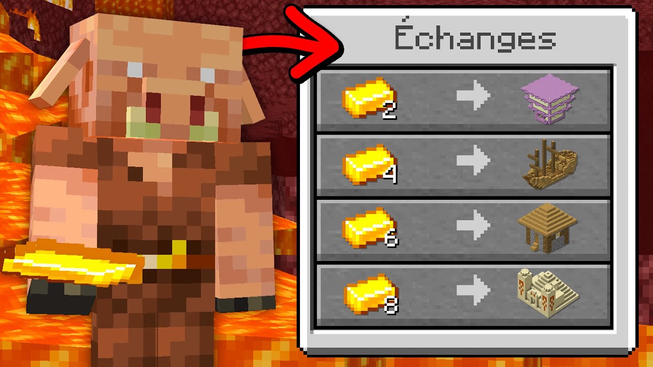 Minecraft mais les Piglins échangent des STRUCTURES !