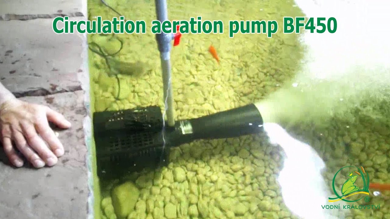 Circulation aeration pump BF450, průtok 100 m3/h, př&iacute;kon 450 Watt, vzduch 510l/m, hloubka 0,3-1,5m.