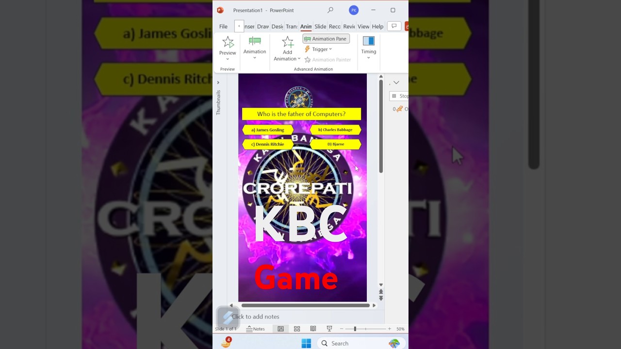 How to Make  KBC Game in powerpoint | Animation #shortsvideo  #animation #shorts  #viralvideo