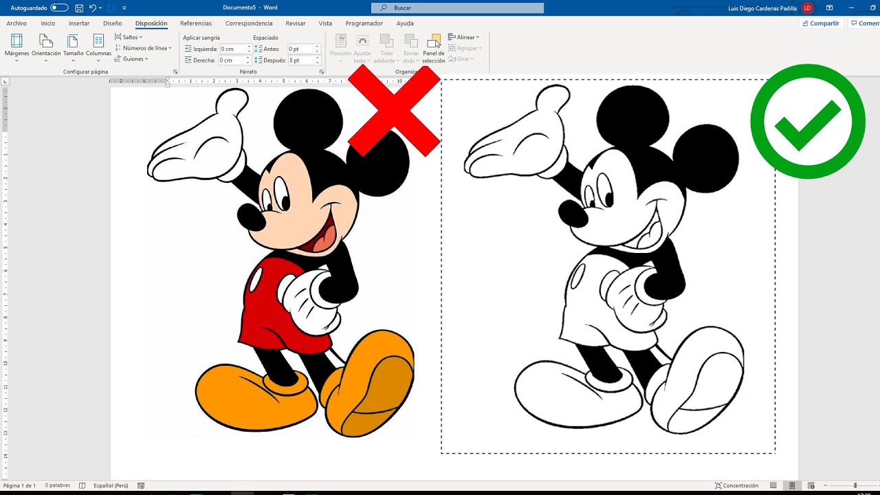 Como quitar el color de una imagen para COLOREAR en Word