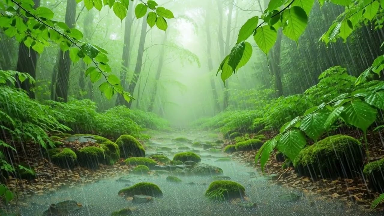 🌧️ Deep Forest Heavy Rain 🌧️ 10 Hours | Pure Rain Sounds for Deep Sleep (No Thunder)