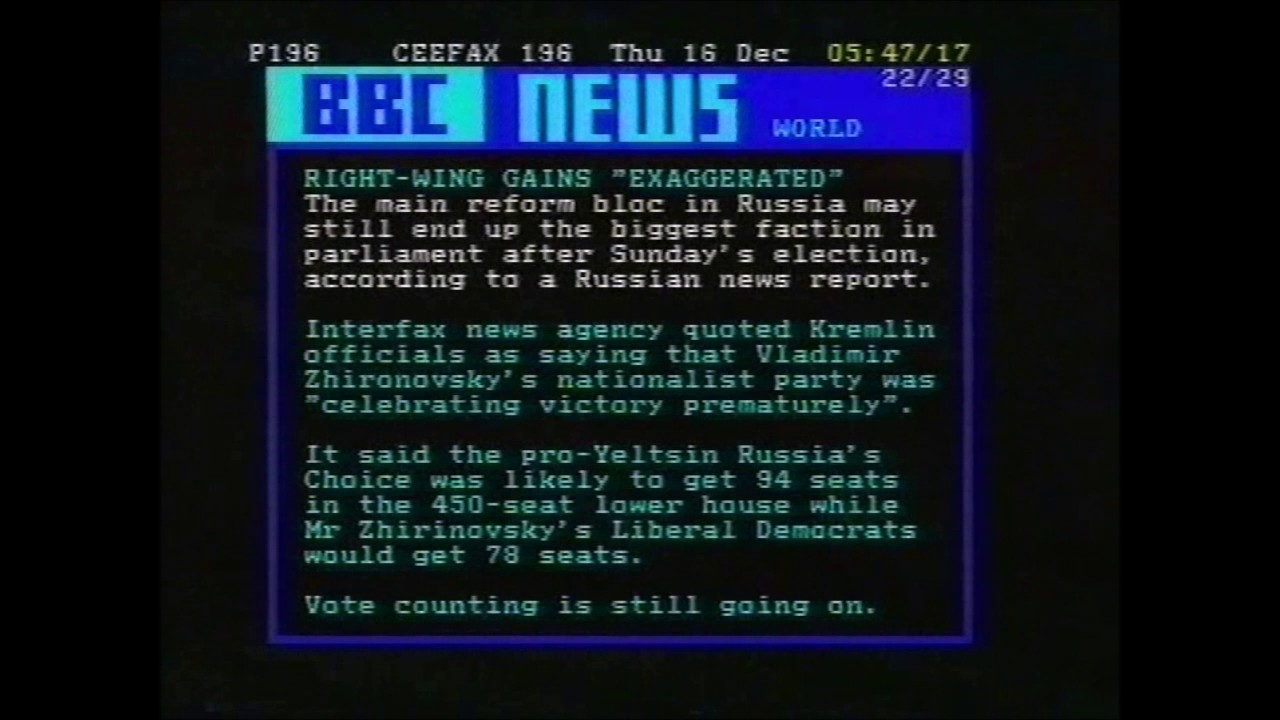 BBC1 Pages From Ceefax - Thu 16 Dec 1993 - Twilight Break